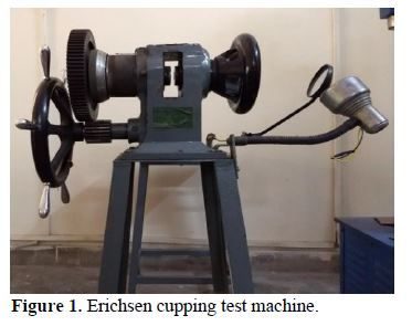 Formability analysis of steel and copper based alloy sheet by using Erichsen Cupping Test Machine 2 figures