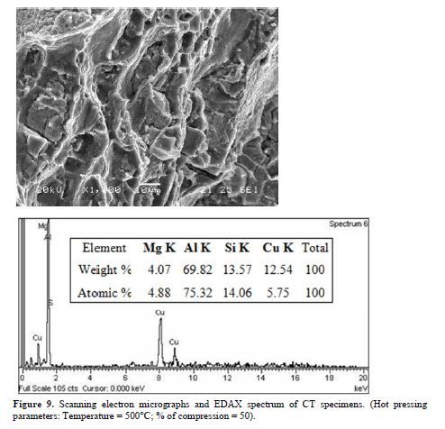 Fracture behavior of 2124Al- 10vol% SiCp composite tensile specimens for different heat treatment conditions 10 figures