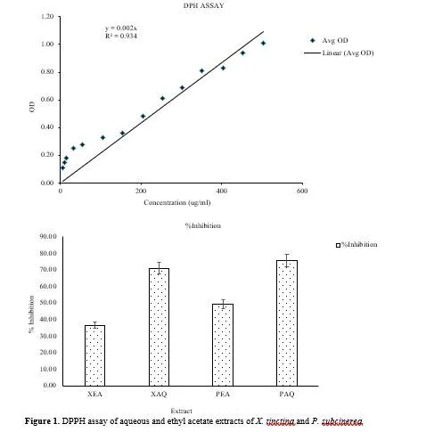 Exploring the Bioactive Potential of Himalayan Lichens: Phytochemical and Antimicrobial Profiling of Xanthoparmelia tinctina and Pyxine subcinerea Extracts 2 figures