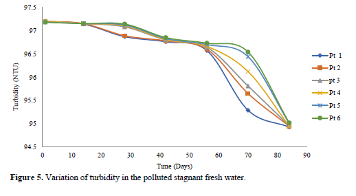 Study on the Variations in Physicochemical Property Concentration in a Contaminated Fresh and Salt Water 5 figures