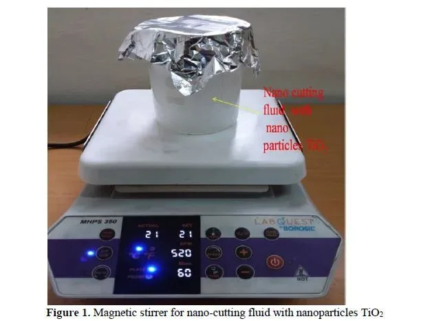 Rheological behaviour analysis of prepared nano-cutting fluids from Al2O3 and TiO2 2 figures