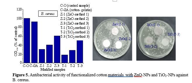 Comparative study of the Antibacterial Properties of Modified Textile Materials with Different Metal Nanoparticles 6 figures